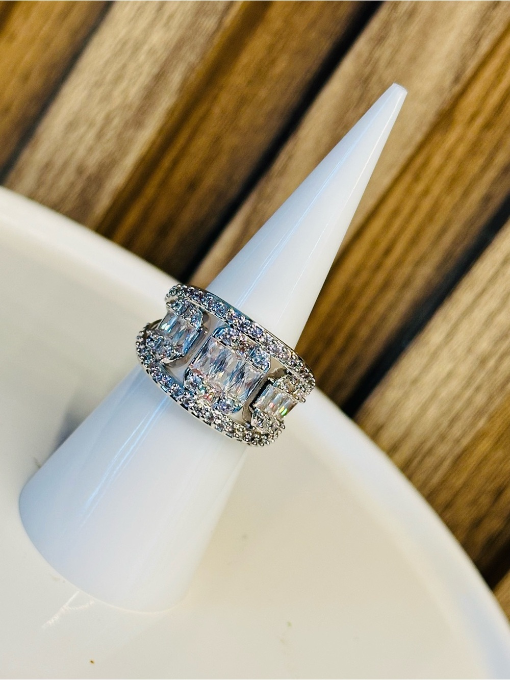 Bomb Party OG Ring Size 6, Diamond Cubic Zirconia & Rhodium Plating